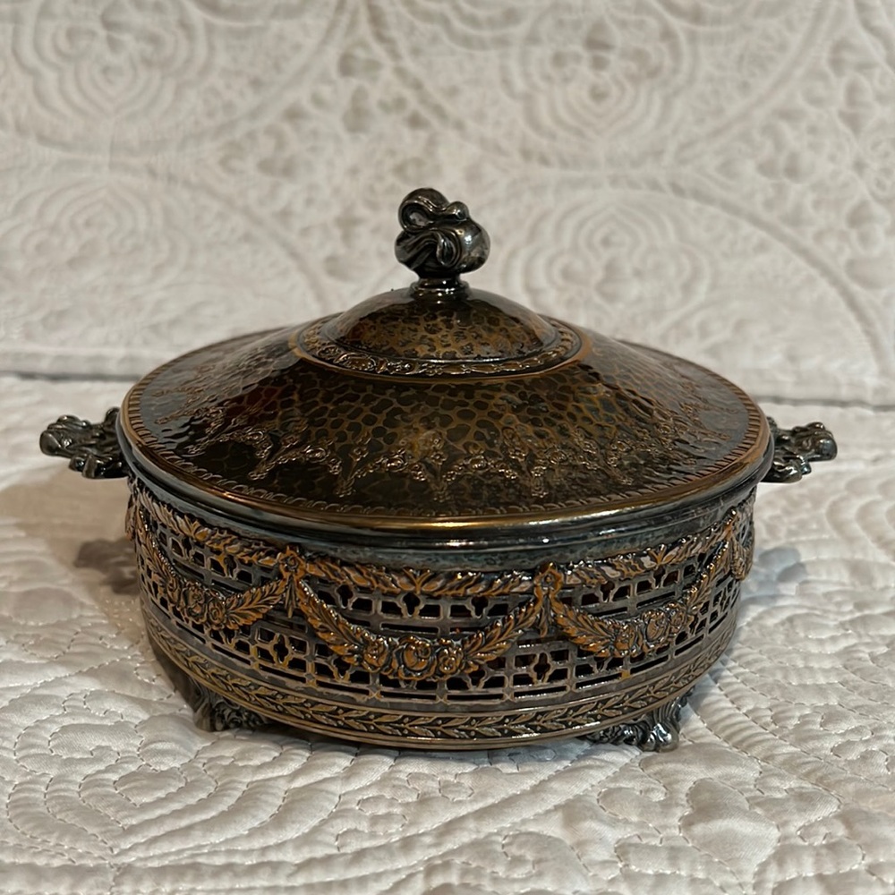Apollo brass container with‎ divided glass bowl